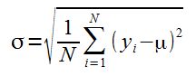 Formula za standardni odklon populacije